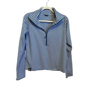 Oiselle Blue White Stripe Quarter Zip Pullover Athletic Top Size Small